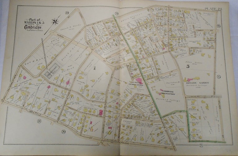 Item #34013 Map of Part of Wards 1 and 5 in Cambridge, Massachusetts. G. W. BROMLEY.