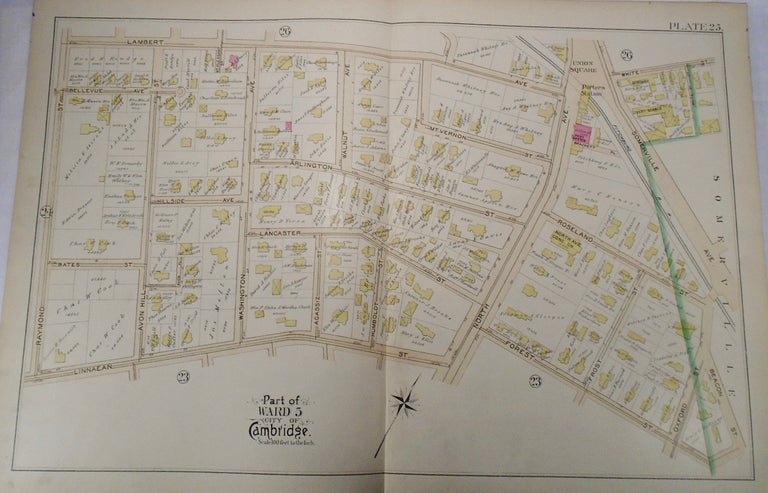 Item #34014 Map of Part of Ward 5 in Cambridge, Massachusetts. G. W. BROMLEY
