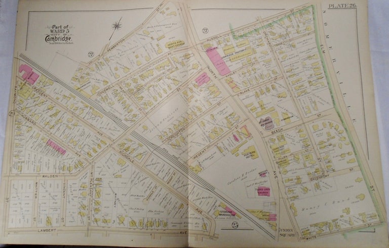 Item #34015 Map of Part of Ward 5 in Cambridge, Massachusetts. G. W. BROMLEY