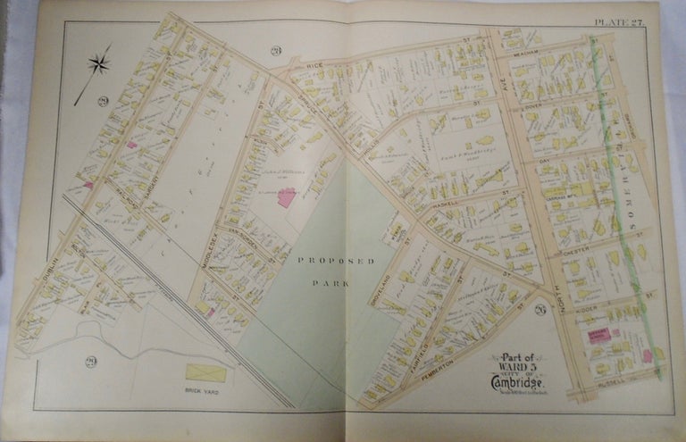 Item #34016 Map of Part of Ward 5 in Cambridge, Massachusetts. G. W. BROMLEY
