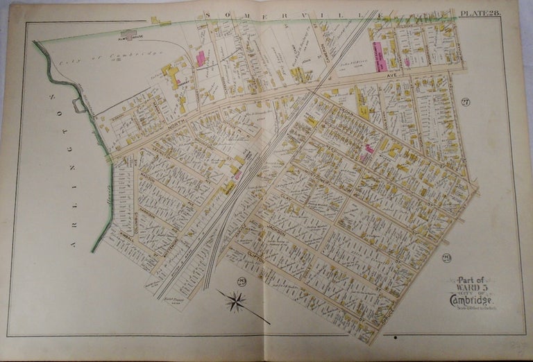 Item #34017 Map of Part of Ward 5 in Cambridge, Massachusetts. G. W. BROMLEY.