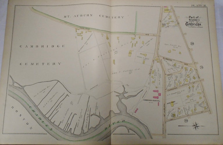 Item #34020 Map of Part of Ward 1 in Cambridge, Massachusetts. G. W. BROMLEY