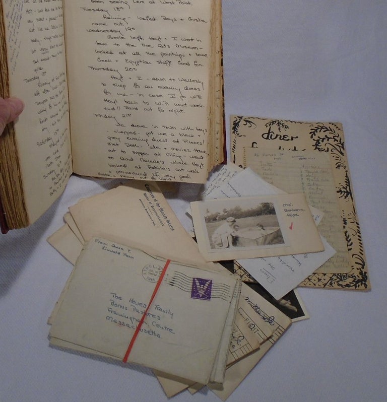 Item #34125 Anna P. Howes Diary and Scrapbook, Brookline Massachusetts Resident, Photograph Album: Beaver Country Day School, World War Two, Oberlin College. Jack LEMMON, John KANDER.