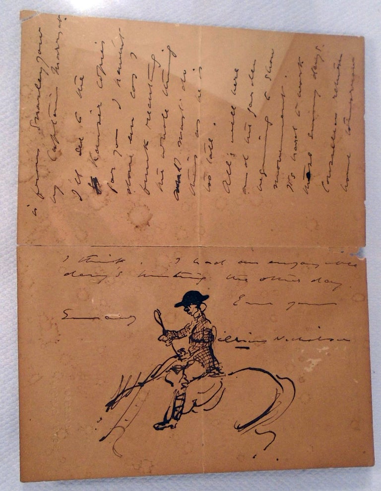 Item #34133 Manuscript Letter and Ink Drawing. William Sir NICHOLSON, ARTIST