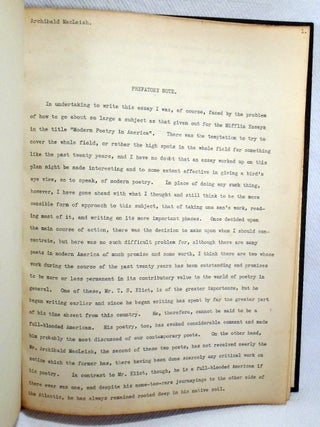 Mifflin Essays: Modern Poetry in America / Archibald Macleish also Victorian Genius