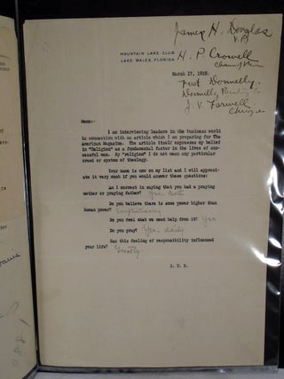 Archive of Correspondence of Roger W. Babson