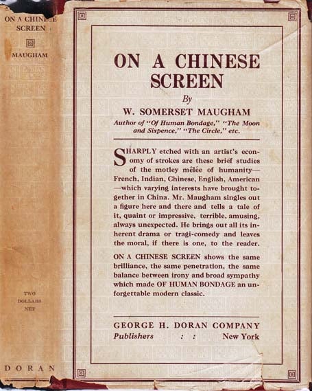 Item #34370 On A Chinese Screen. W. Somerset MAUGHAM