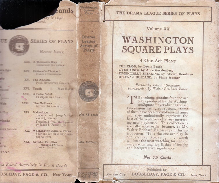 Item #34451 Washington Square Plays: 1, the Clod, By Lewis Beach, 2, Eugenically Speaking, By...