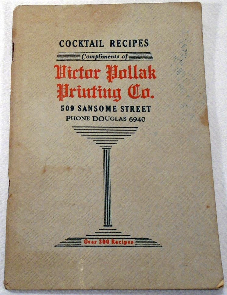 Item #34790 Cocktail Recipes. VICTOR POLLAK PRINTING CO