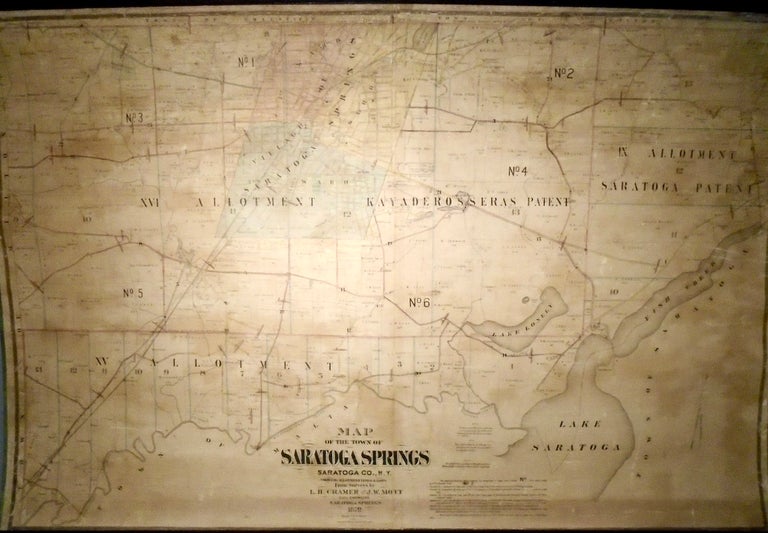 Item #34833 Map of the Town of Saratoga Springs, New York [WALL MAP]. J. W. MOTT, L. H. Cramer.