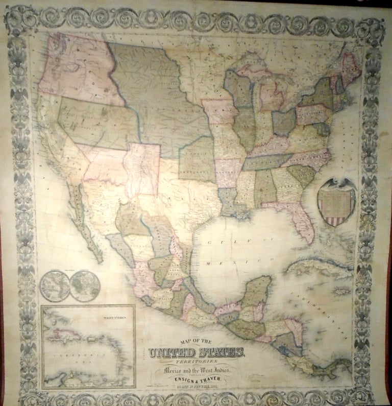 Item #34837 Map of the United States with its Territories [WALL MAP]. Ensign and THAYER.