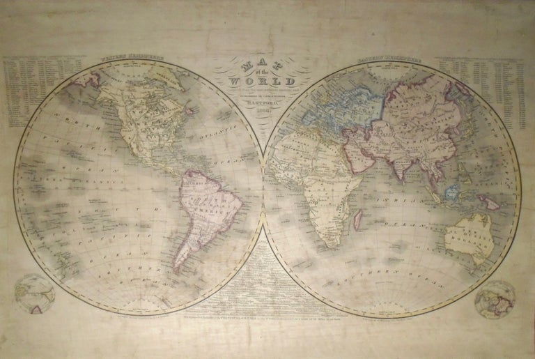 Item #34838 Map of the World, Compiled from the Most Authentic Sources [WALL MAP]. Case and WATERS