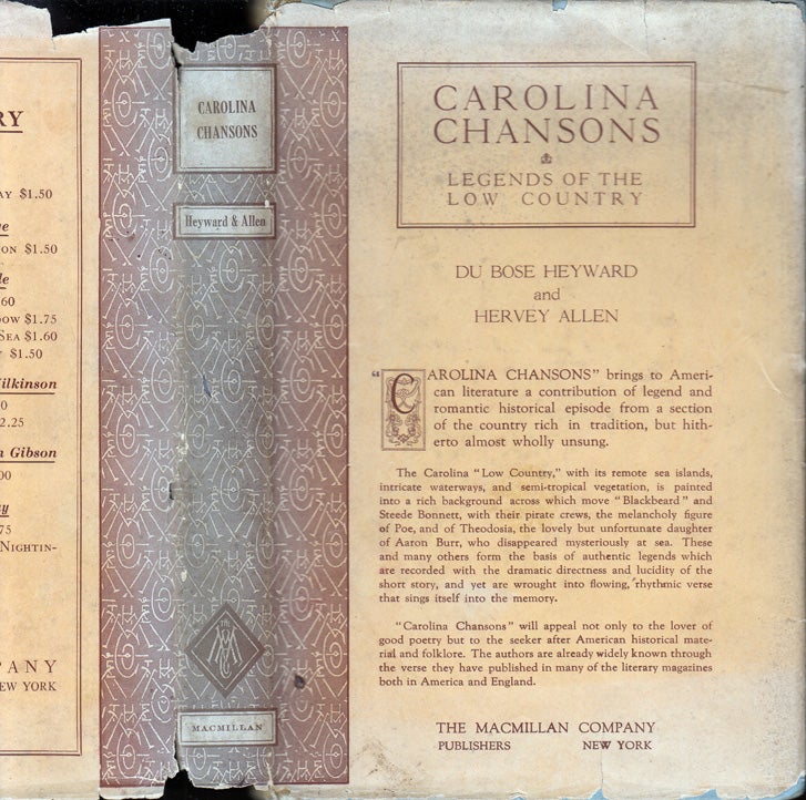 Item #34908 Carolina Chansons: Legends of the Low Country. DuBose HEYWORD, Hervey ALLEN.