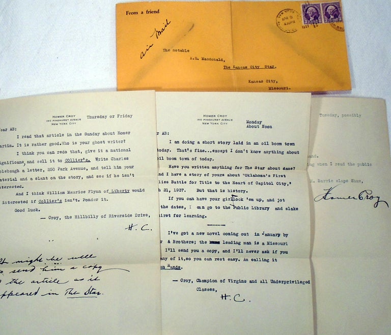Item #34997 Sixteen Hands [ASSOCIATION COPY - TYPED LETTERS SIGNED]. Homer CROY.