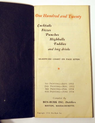Old Mr. Boston Bartender's Guide, One Hundred and Twenty Cocktails, Fizzes, Punches, Highballs, Toddies and long drinks
