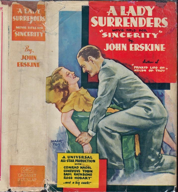 Item #39922 A Lady Surrenders, Movie Title for Sincerity. John ERSKINE