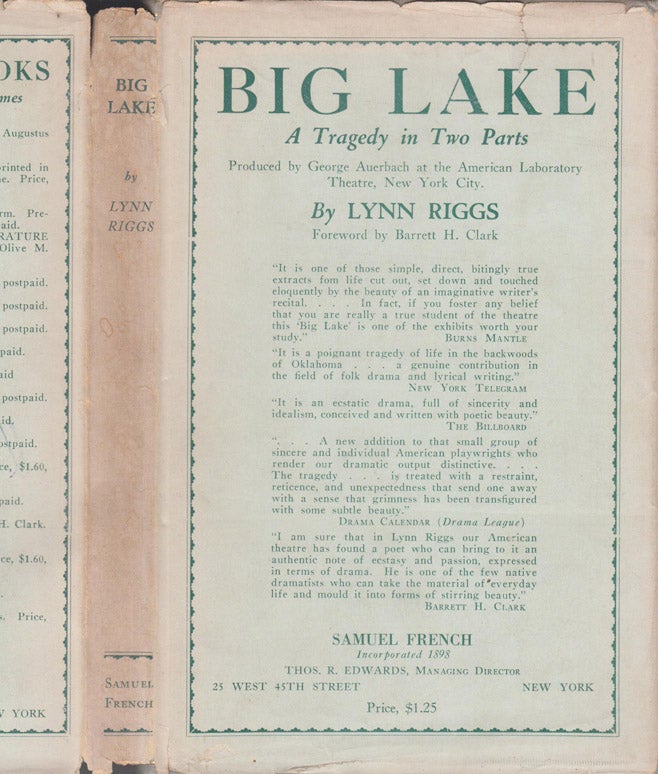 Item #39960 Big Lake, A Tragedy in Two Parts. Lynn RIGGS.
