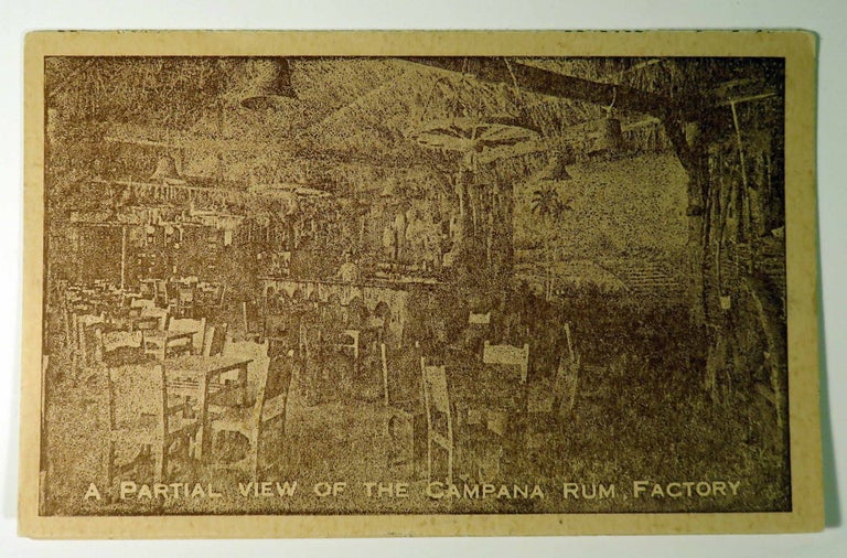 Item #40927 Campana Rum Factory Post Card and Cocktail Recipe Card. CAMPANA RUM