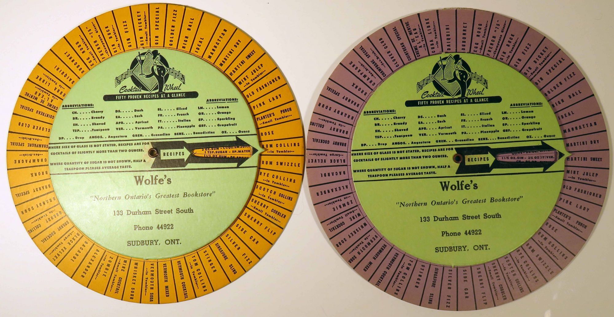 Cocktail Wheel Volvelle | WOLFE'S BOOKSTORE