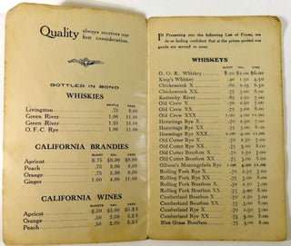 Price List of Wines, Liquors, Ales, and Cordials