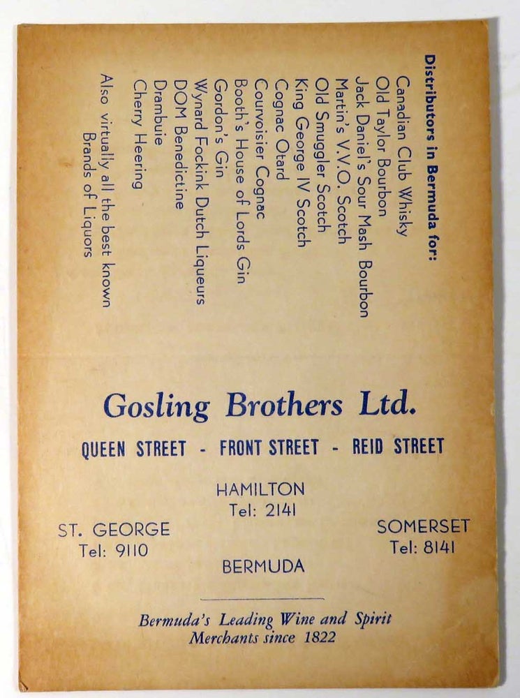Item #41382 BERMUDA RUM SWIZZLE & PLANTERS PUNCH [ COCKTAIL RECIPE CARD ]. GOSLING BROTHERS LTD