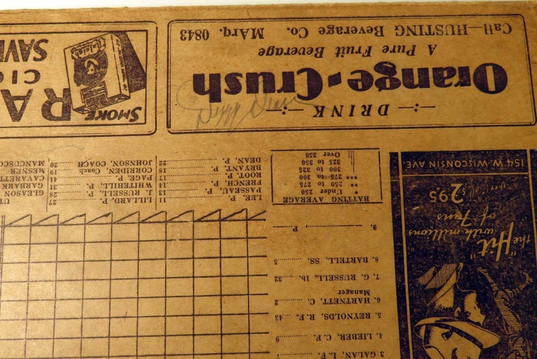 Item #41661 Autographed 1939 Official Score Card, Key to Score Board, Milwaukee Brewers vs...